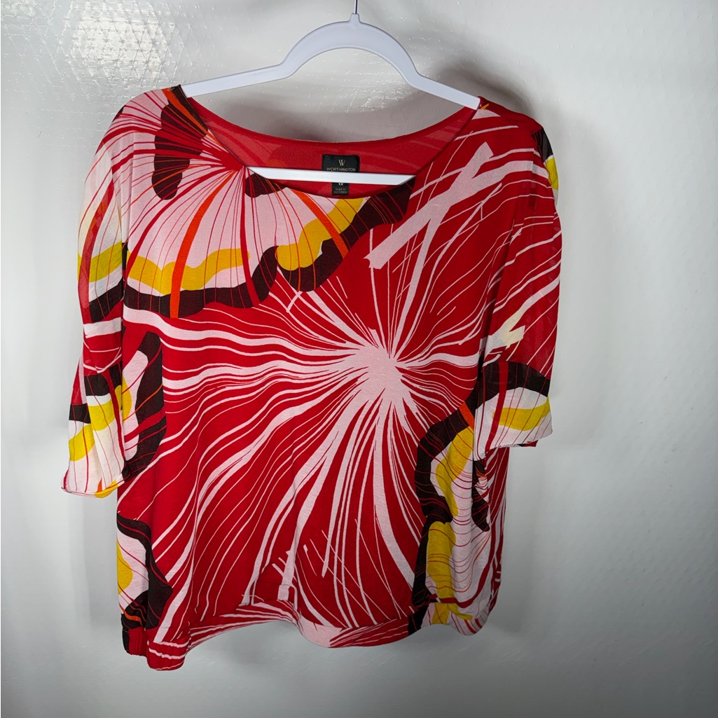 Vibrant Red Abstract Womens Top 272 Vibrant Red Abstract Womens Top 272